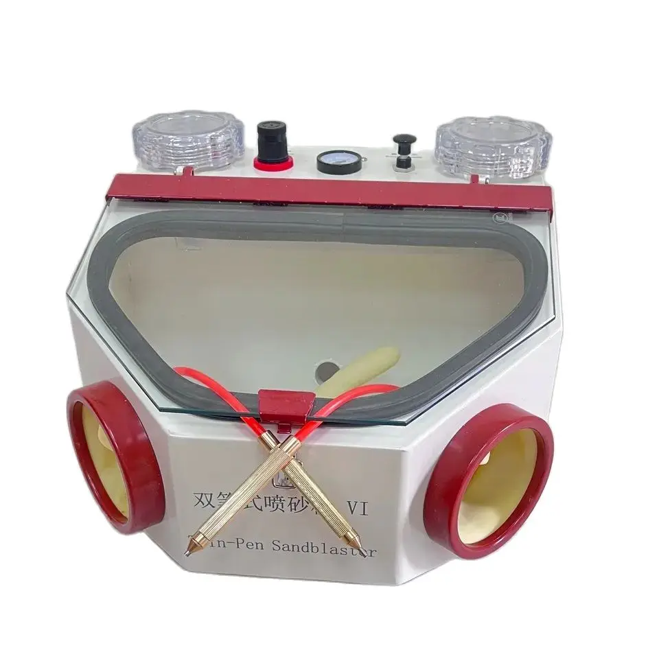 Dental Twin-pen Blasting Unit Dental Lab Sandblast Machine Electric Sand Blasting Dental Sandblaster With LED Light