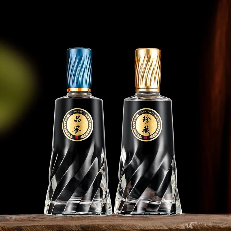 500 мл Прозрачный бессвинцовый стеклянный графин для виски витая стильная бутылка