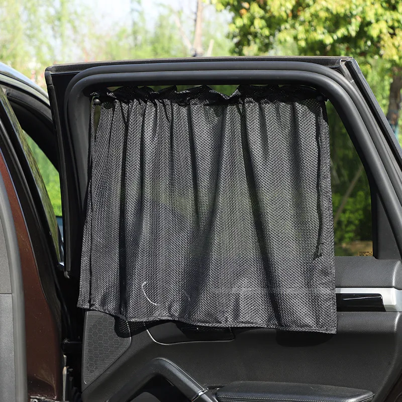Car Summer Black Mesh Suction Cup Sun Protection Heat Insulation Breathable Shading Curtain