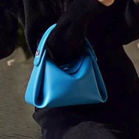luxury handbag women real leather bag top handle tote solid color soft leather hobos sling shoulder side bag small female bags