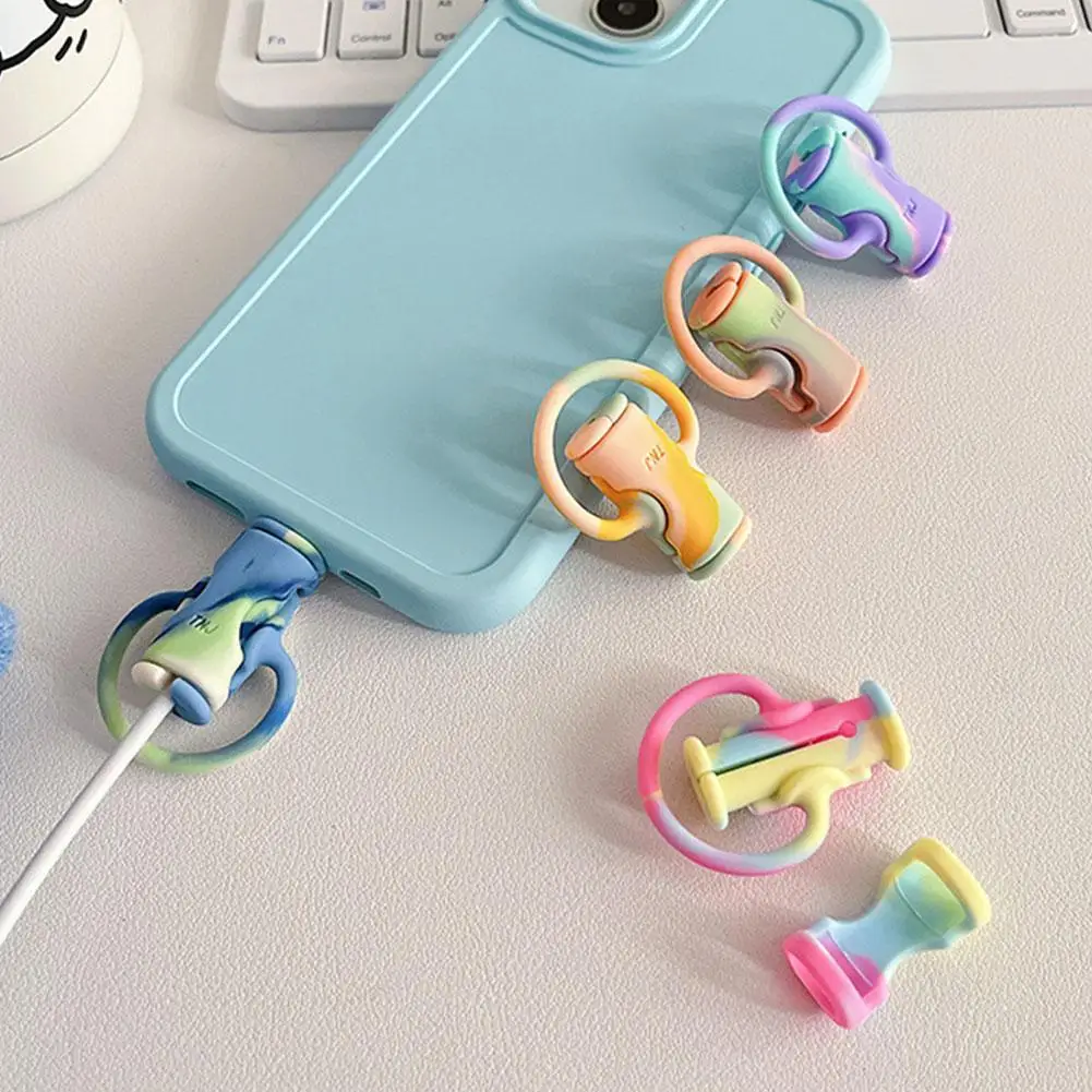 

1Pcs Data Cable Protective Sleeve Colorful Mini 2 in 1 Earphone Wire Cord Protection Cover Soft Silicone Cable Protector Tools
