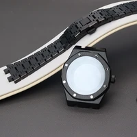 41mm black case bracelet mens watch watchband parts for seiko nh36 nh35 movement 31 8mm dial sapphire crystal glass waterproof