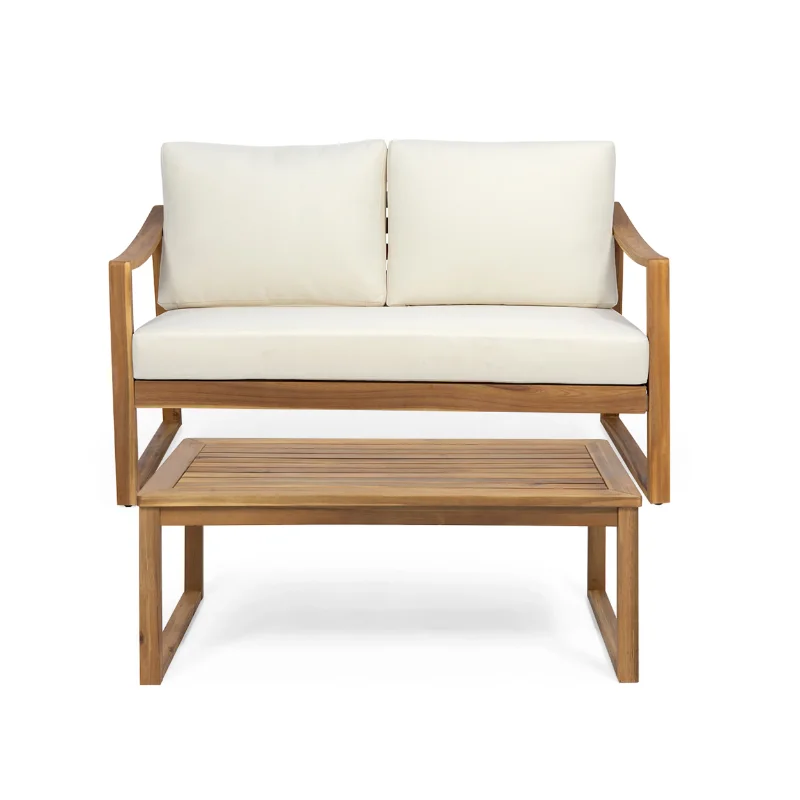 

Barclay Acacia Wood Outdoor Loveseat and Coffee Table Set, Teak, Beige