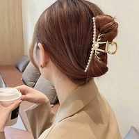 2022 new women elegant gold hollow geometric metal hair claw vintage hair clips headband hairpin hair crab hair accessories