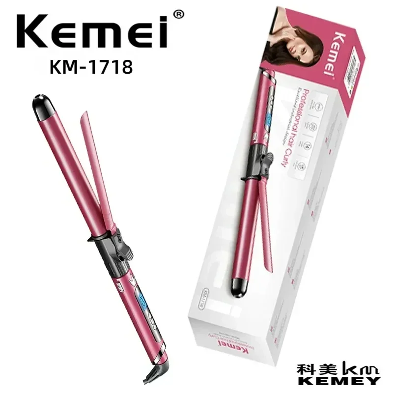 Kemei KM-1718 ЖК-цифровая профессиональная плойка с керамическим глазурью для