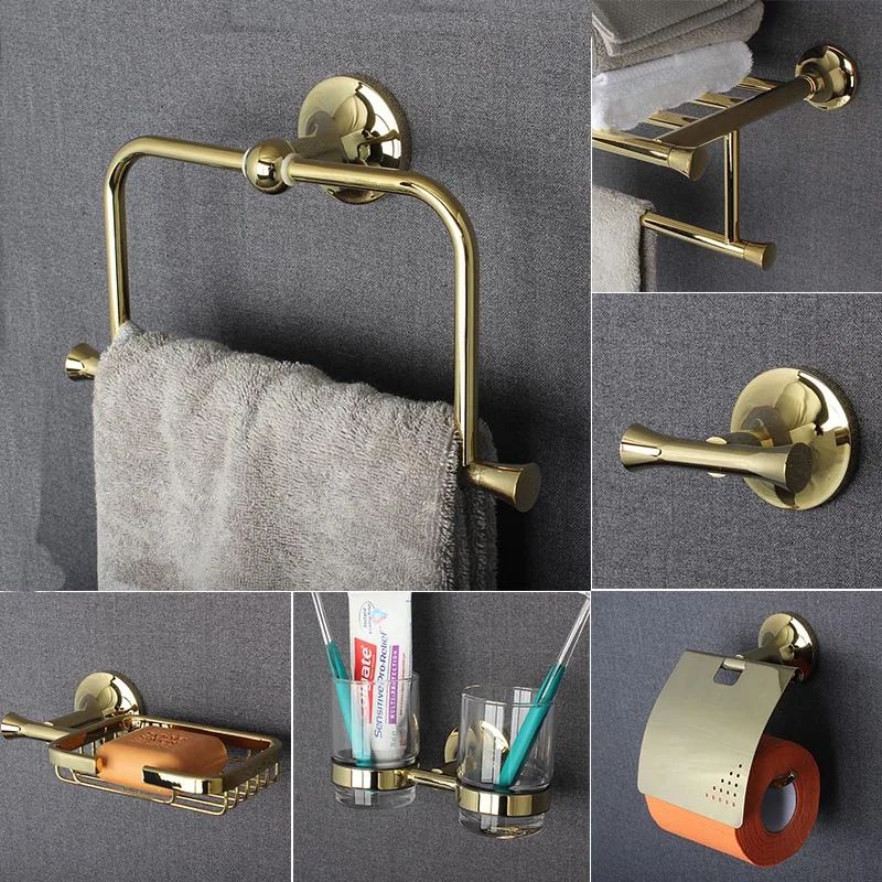 

Bathroom Accessories Bath Hardware Set Golden Color Swan Toilet Paper Holder Towel Rack Tissue Holder Roll Paper Holder 5200K