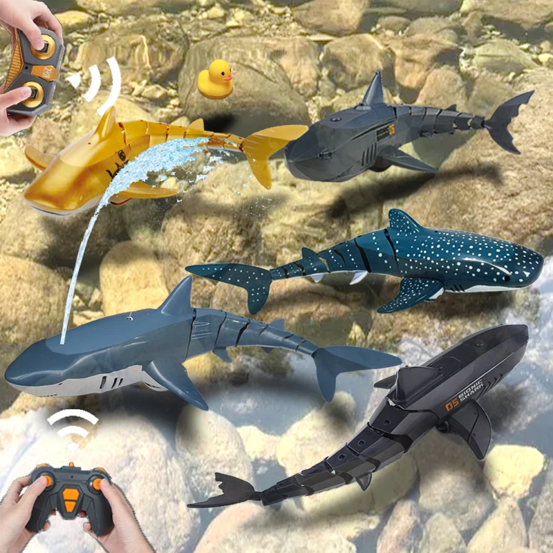

2.4G Radio Remote Control Shark Water Bath Toys Kids Boys Children Swimming Pool Electric Rc Fish Animals Submarine Boats Whale