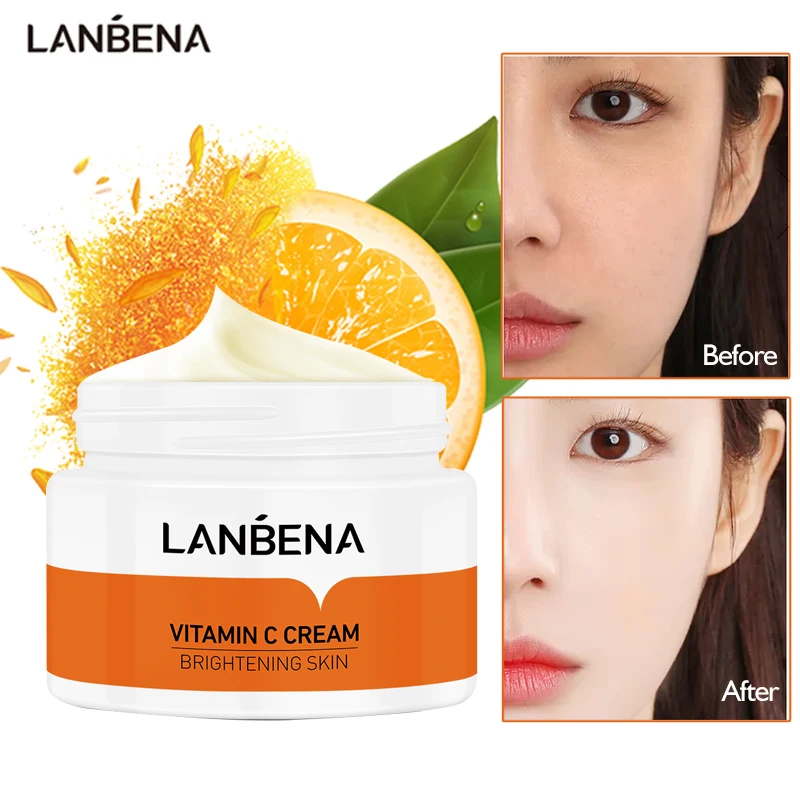 

LANBENA Vitamin C Face Cream Whitening Brighten Skin Removal Freckle Improve Pigmentation Dull Anti Aging Facial Skin Care 50g