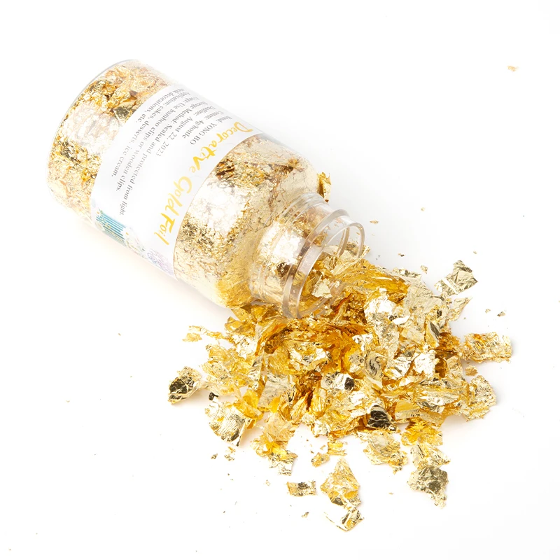 

Edible Grade Genuine Gold Leaf Schabin Flakes Gold Cake Decoration DIY Chocolates Decor For Happy Birthday Party Baking Supplies
