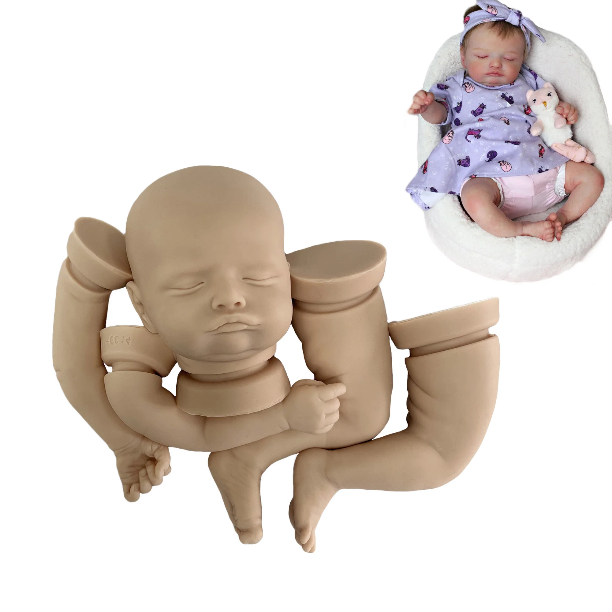 

18" Unpainted Lovely Soft Silicone Reborn Doll Kits Include Bodies Handmade DIY Unfinished Solid Silicone Bebe Reborn Doll Kits