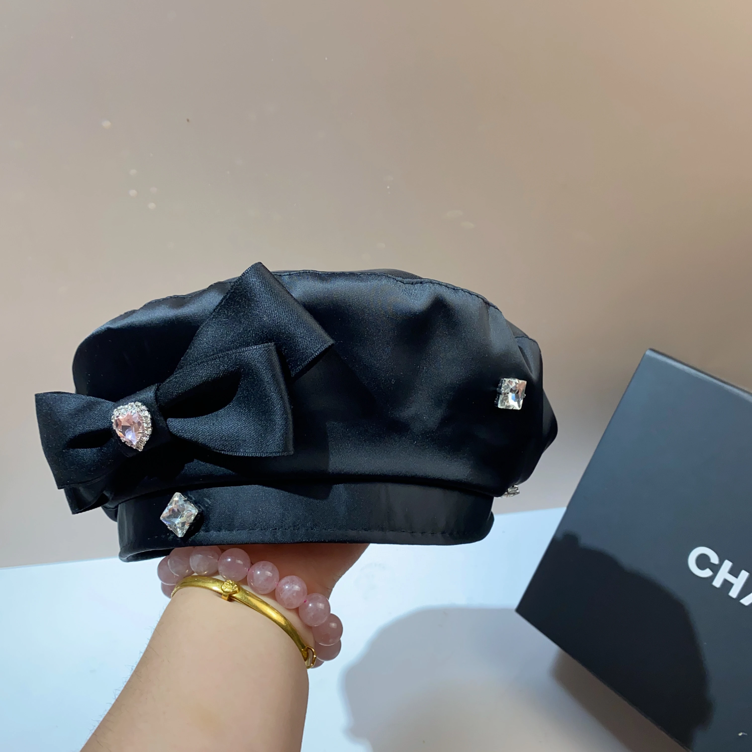 Французский симпатичный берет с бантом имитация уксусной кислоты черный