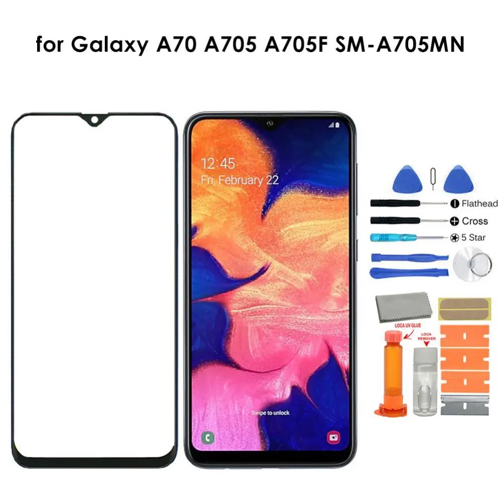 

Комплект для ремонта переднего стекла с инструментами для Samsung Galaxy A70 A705 A705F, Сменное стекло для сенсорного экрана, аксессуары для телефона
