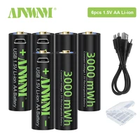 ajnwnm aa rechargeable battery aa li ion 1 5v 3000mwh li ion 2a pre charged bateria low self discharge aa batteries