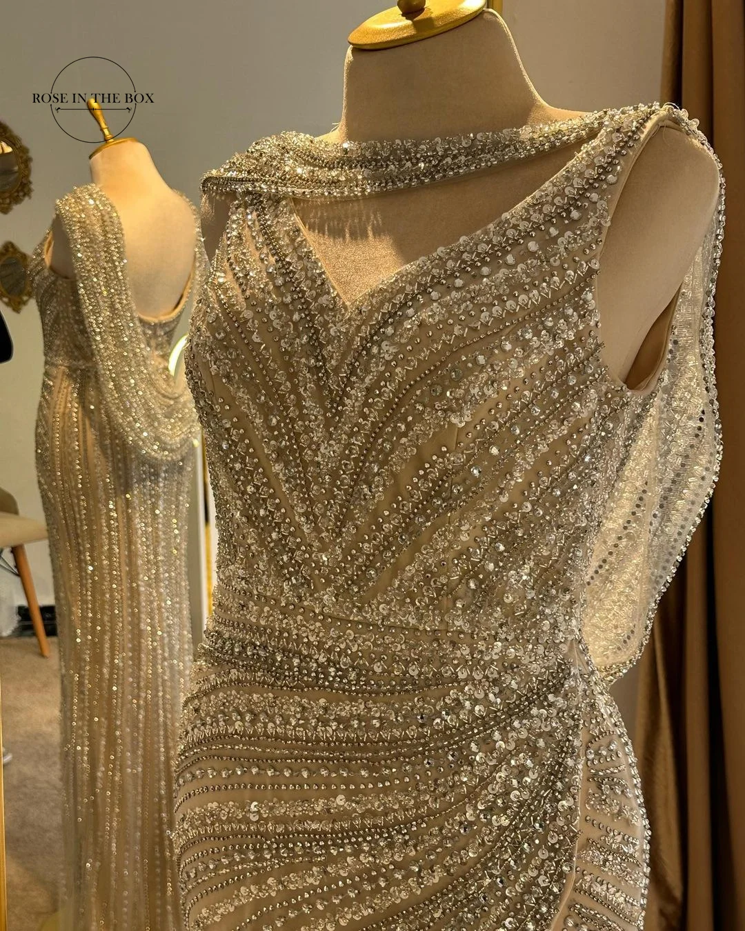 Серебряные вечерние платья русалки в Дубае с накидкой на заказ тяжелые разрезом