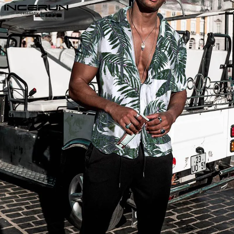 

INCERUN Tops 2023 Summer Men Hawaiian Print Short Sleeve Lapel Neck Shirt Loose Vacation Casual Streetwear Hot Sale Blouse S-5XL