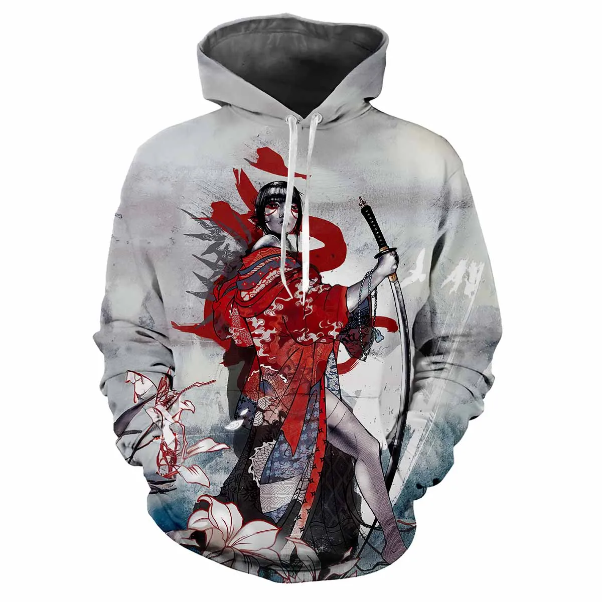 Japanese Kabuki Hoodies Geisha 3D Print Men Hooded Sweatshirts Harajuku Tracksuits Streetwear Pullovers Tops Coat Male Clothing