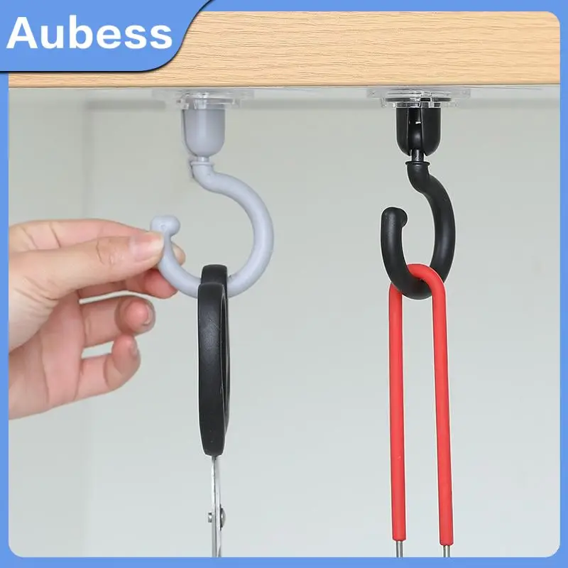 

1pc Ceiling Rotary Hook Household Storage Holders Transparent Door Back Coat Hook Wall Hooks Kitchen Bathroom Self Adhesive Hook