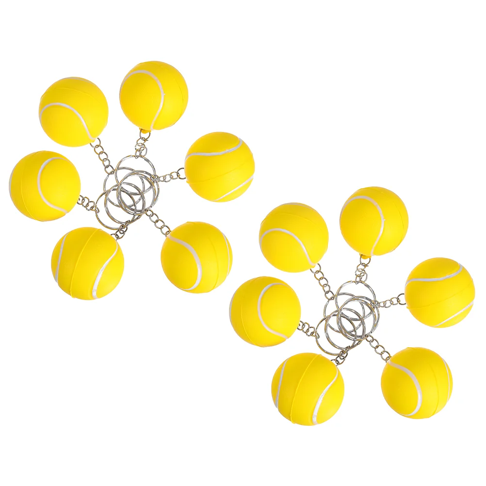

12Pcs Tennis Key Chains Key Pendants Bag Pendants Gift Supplies (Yellow)