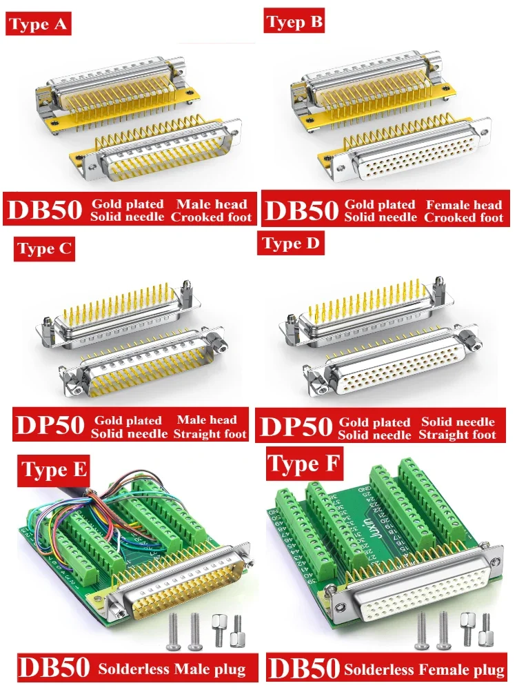 Позолоченная заглушка локтевой пластины DB50/DP50 50-контактная головка паяльной