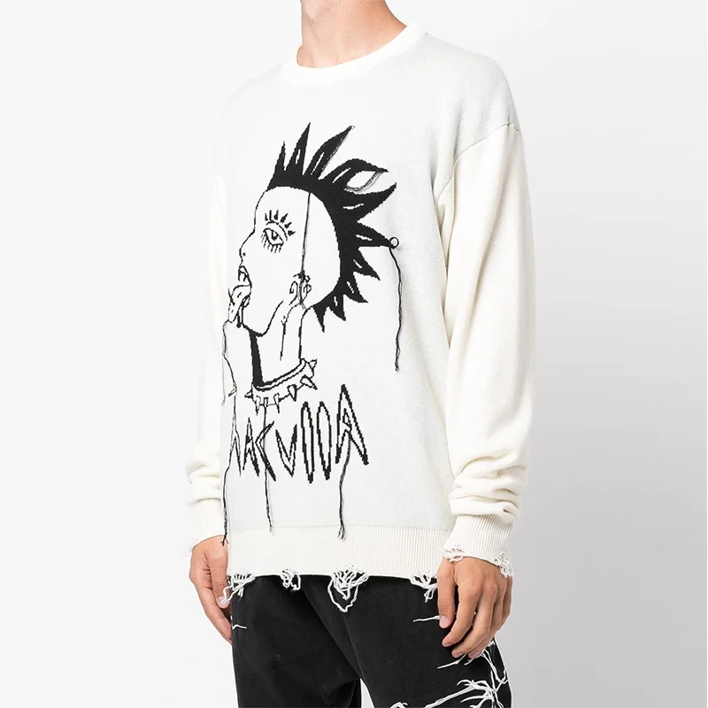 Y2k 2024 New Gothic Punk Autumn/Winter Outdoor Leisure Warm Sweater Jacquard Hip Hop Knitted women's clothes