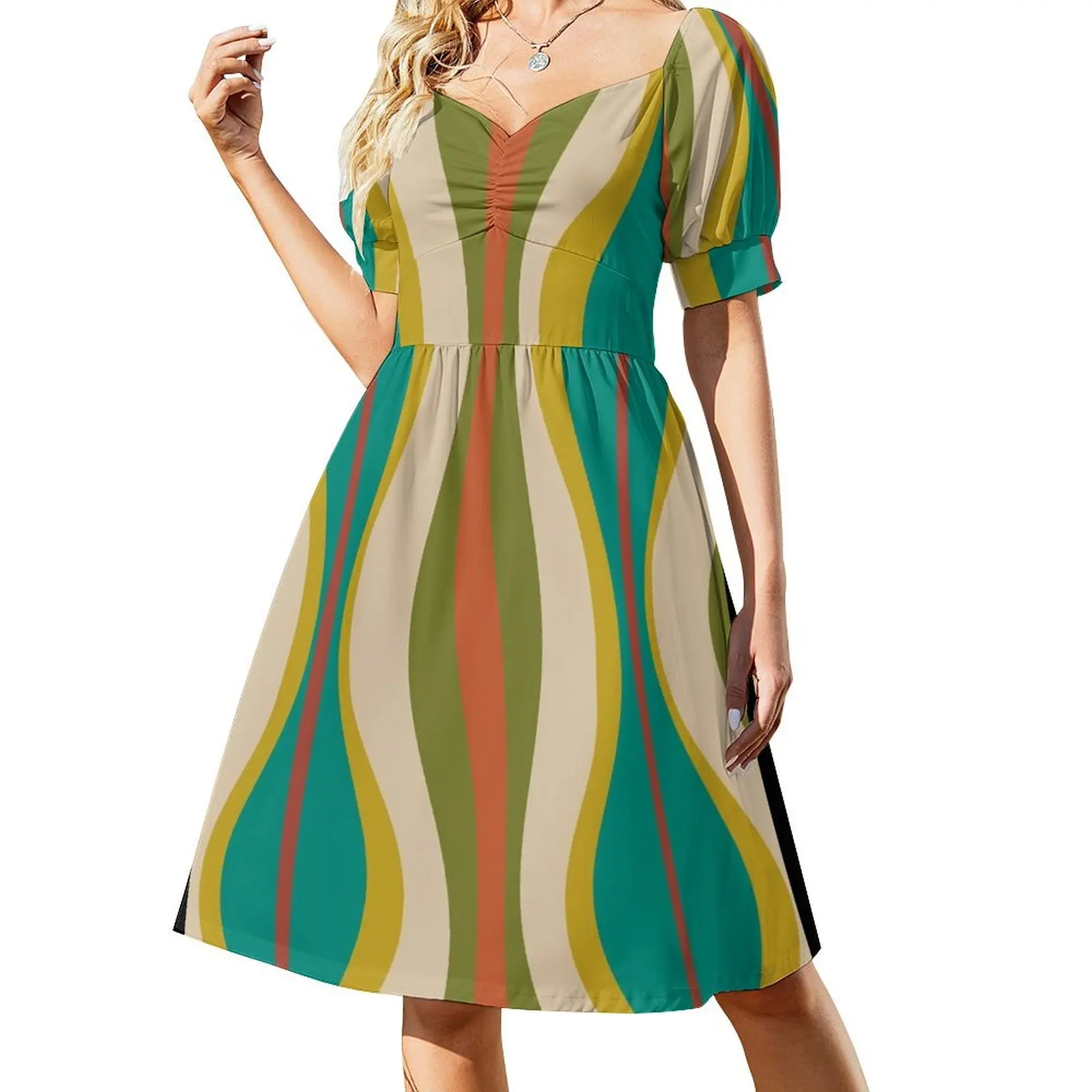 Песочные часы с абстрактным современным узором середины века в бирюзовом