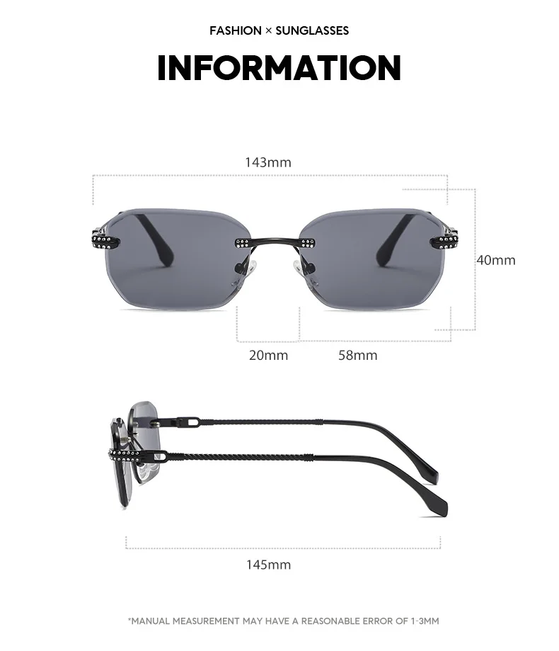 Классические квадратные солнцезащитные очки Carter без оправы роскошные