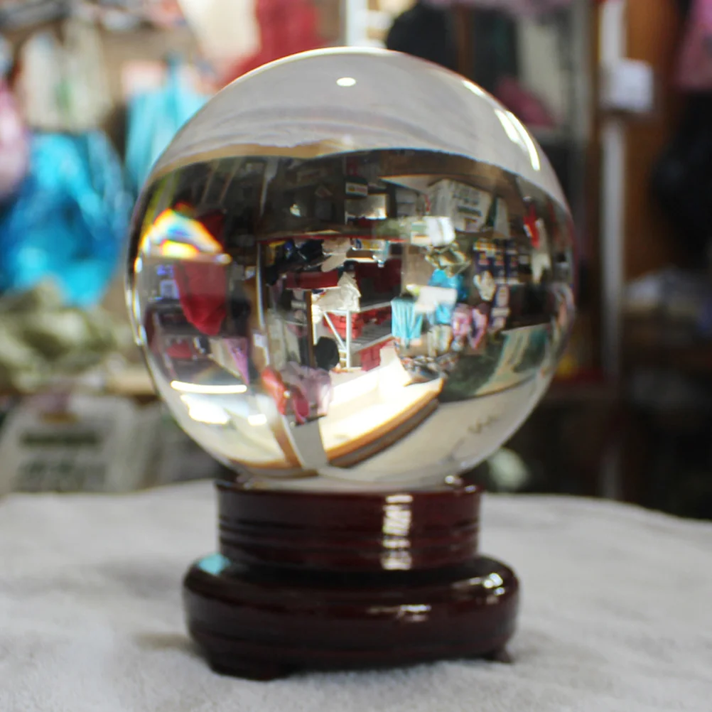 

80 MM Solid Wood Table Top Display Stand Crystal Photography Bamboo Ball