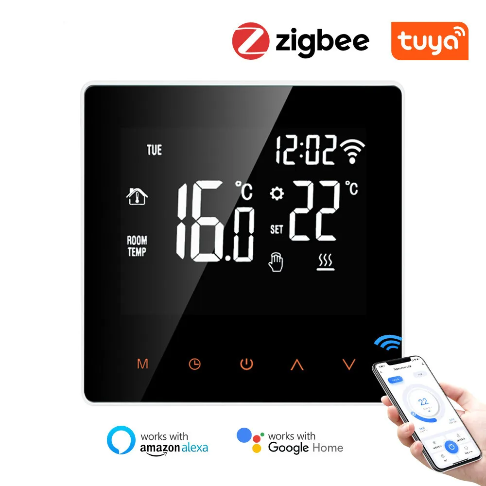Термостат Zigbee для умного дома, ЖК-панель с подогревом пола и электрическим приводом, с поддержкой Alexa и Google Home