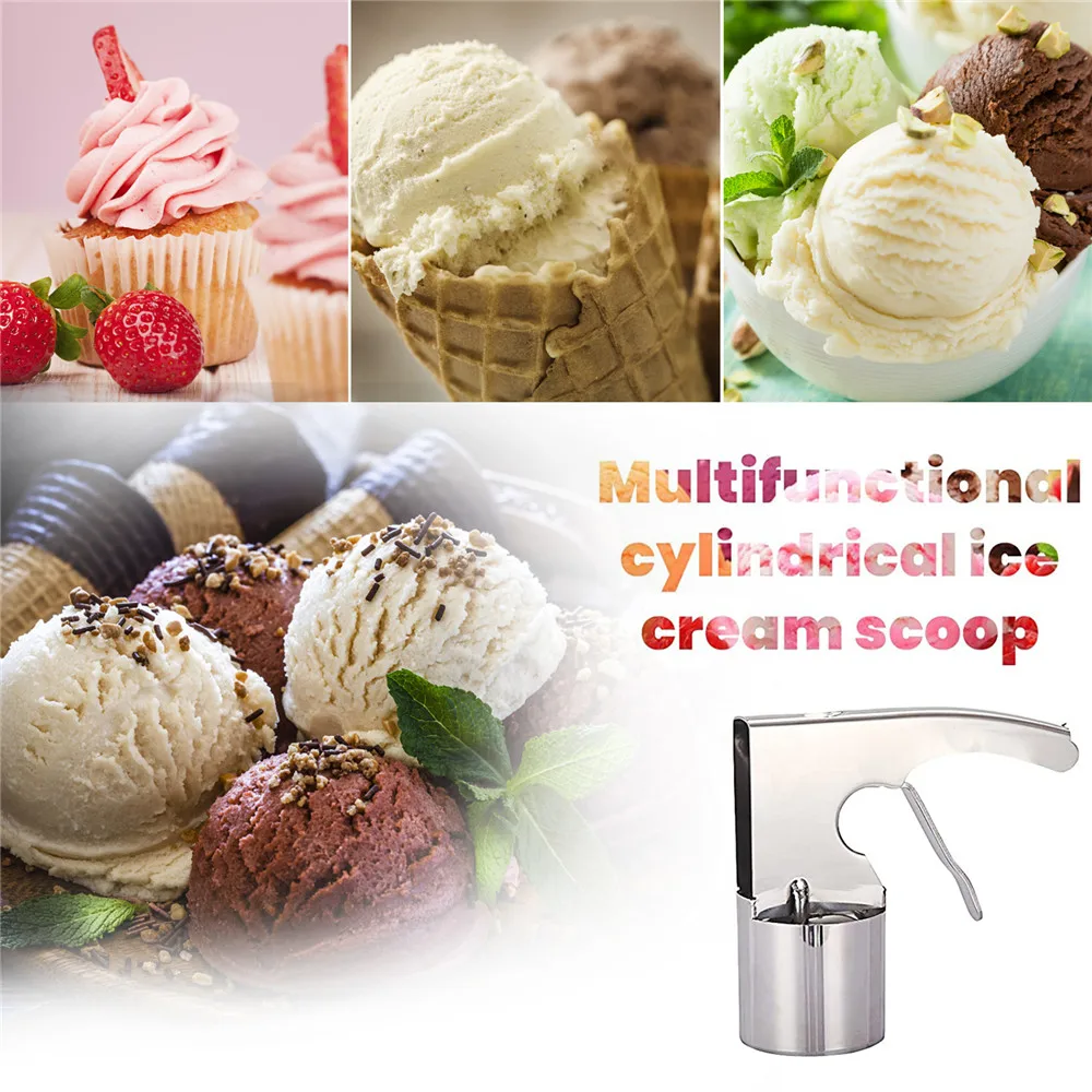 

Ice Cream Scooper, Cylindrical Ice Cream Scoop for Sandwiches, Stainless Steel 304 Old Time Ice Cream Scoop with Trigger Release
