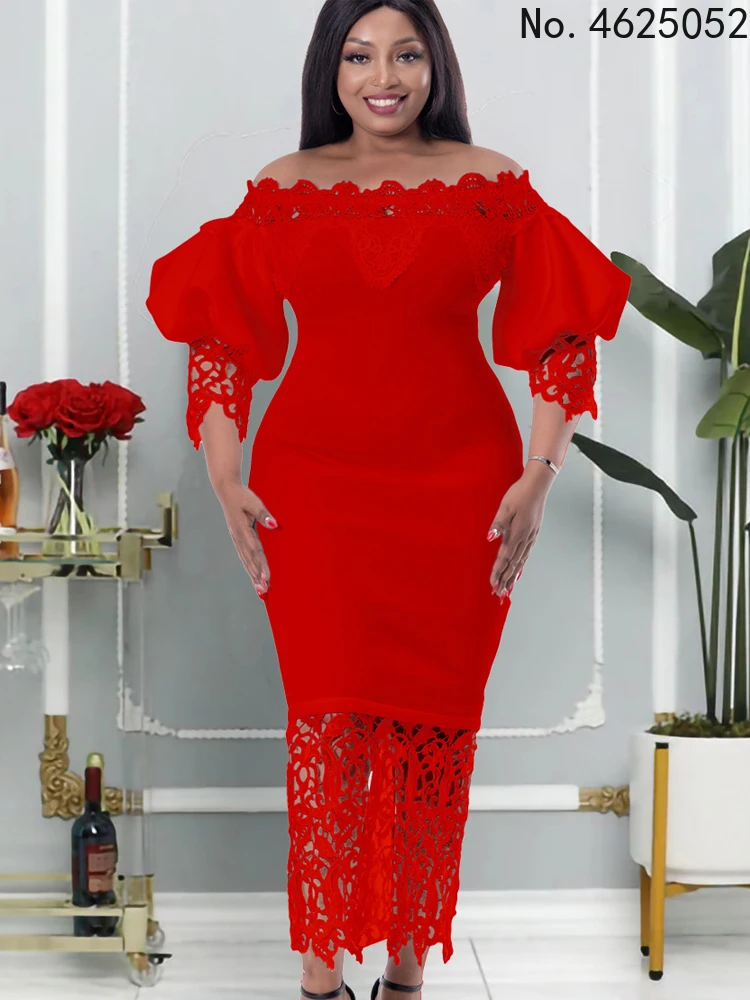 

Африканские белые кружевные платья, женские вечерние платья с открытыми плечами, сексуальное облегающее платье, свадебные вечерние платья,...