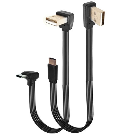 USB-C Typ C Männlich Links리 Uganda UP Down Abgewinkelt 90 °   zu USB 2,0 Männlichen Daten Kabel USB Typ-c Flache Kabel 0,1 м/0,2 м