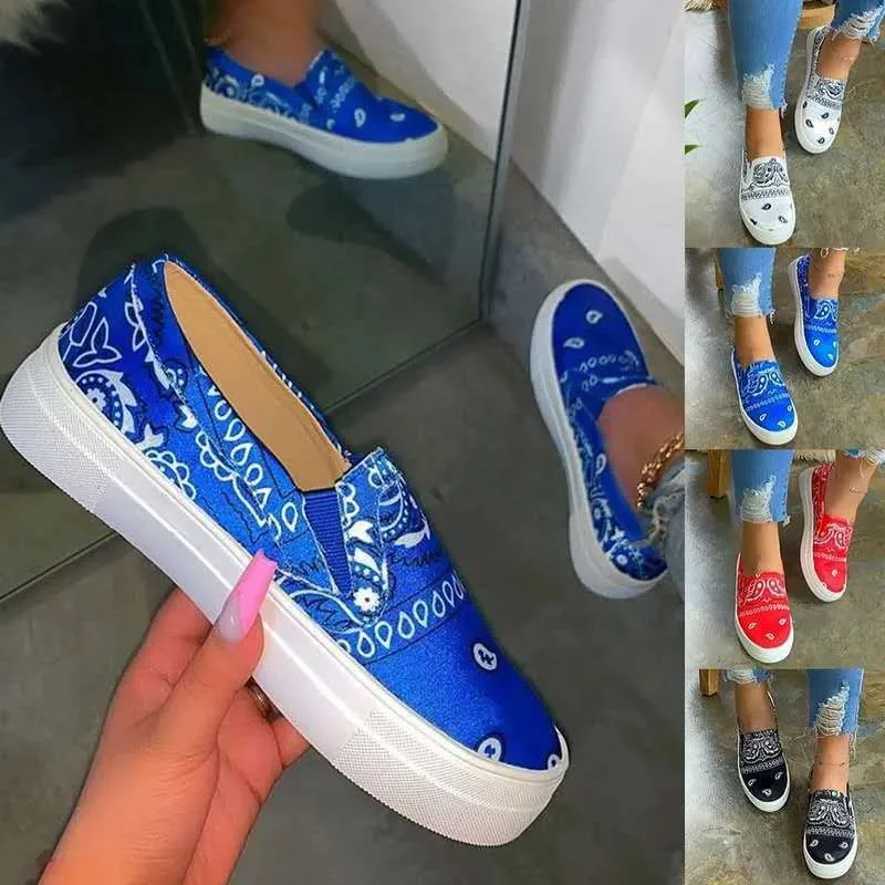 

Platform Shoes Women Slip-ons Casual Shoes Fashion Graffiti Female Footwear Vulcanized Shoes Flats Woman Sneakers Tenis De Mujer