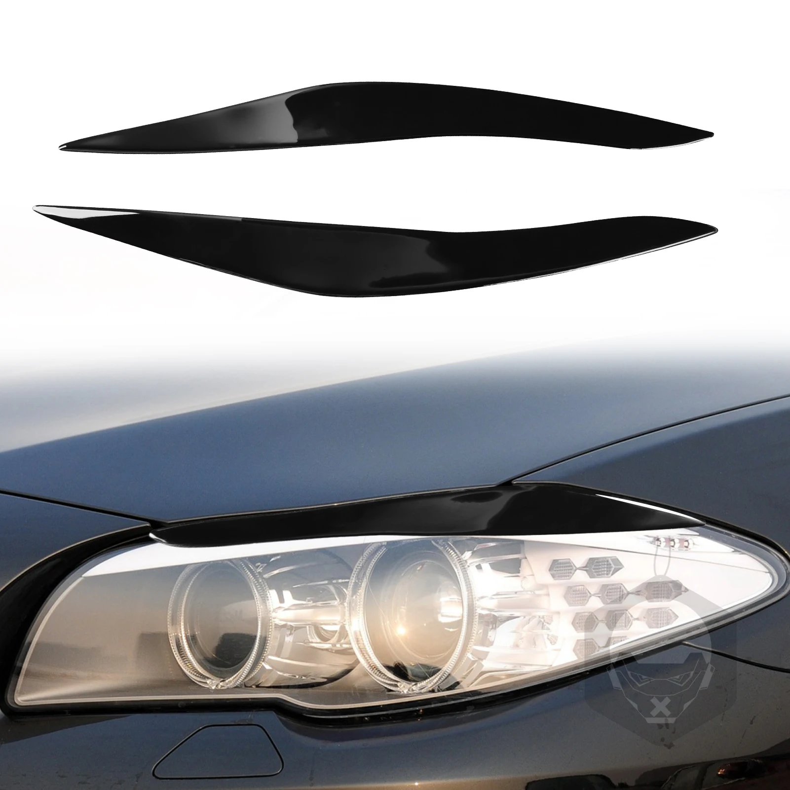 

For BMW F10 Accessories 5 Series 2010-2016 Auto Headlight Trim Lamp Eyebrow Headlight Cover Trim Sticker ABS Piano Black Eyebrow