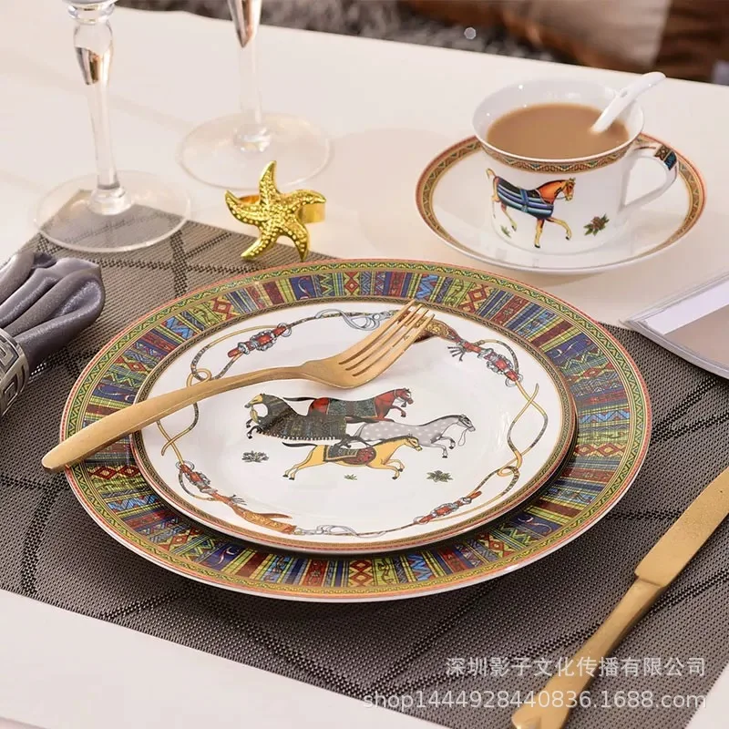 

European ceramic tableware steak plate Western food plate sample room size plate set hotel supplies porcelain dinnerware sets