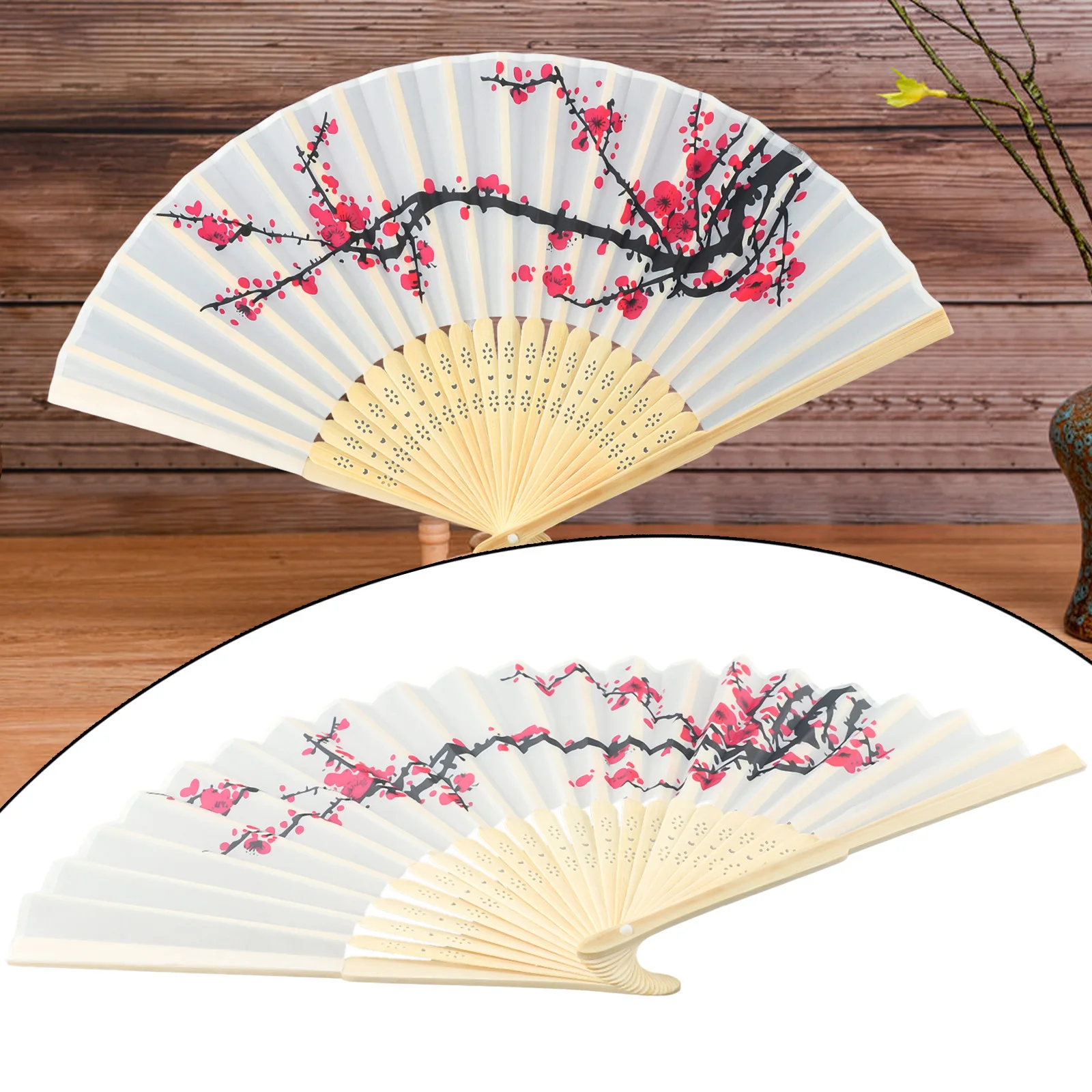 

Plum Blossom Fan Chinese Classical Bamboo Fans Wedding Favor Gift Party Reception Delicate Folding Fans Decor Ornaments