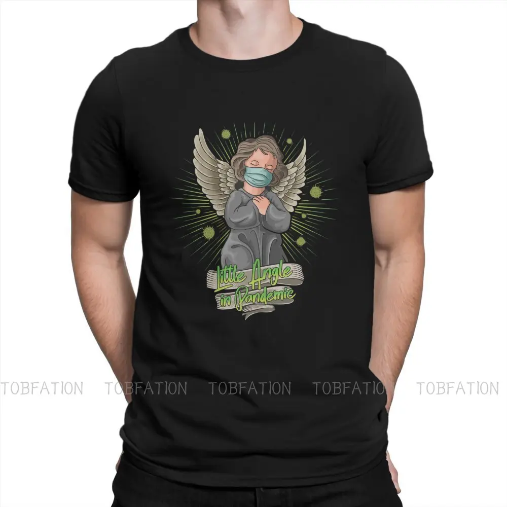 

Little Angel Wearing a Mask At Pandemic Casual TShirt Popularity Trend Printing Streetwear Casual T Shirt Men Gift Clothes