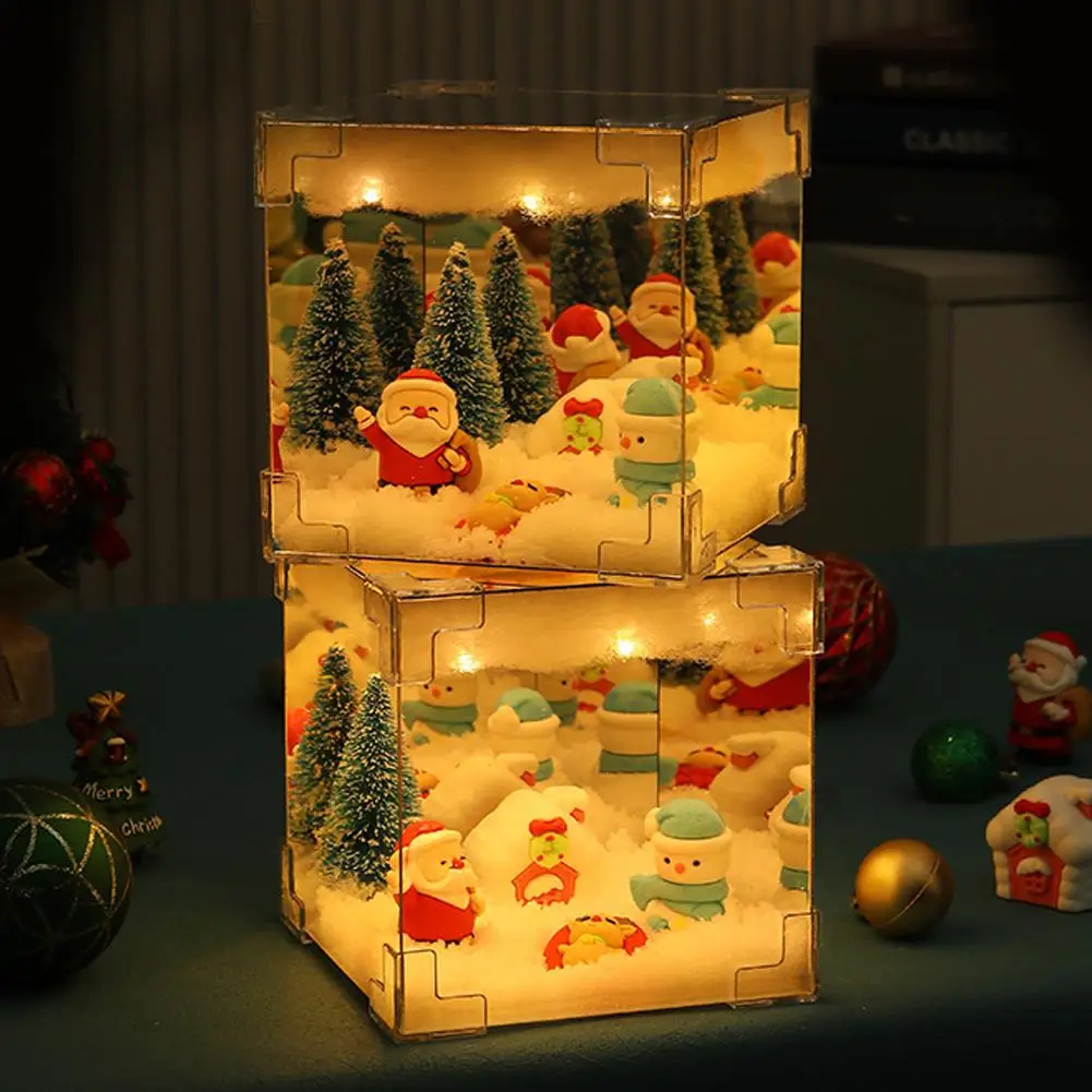 Рождественские украшения сделай сам зеркало светодиодная кубическая лампа 3D