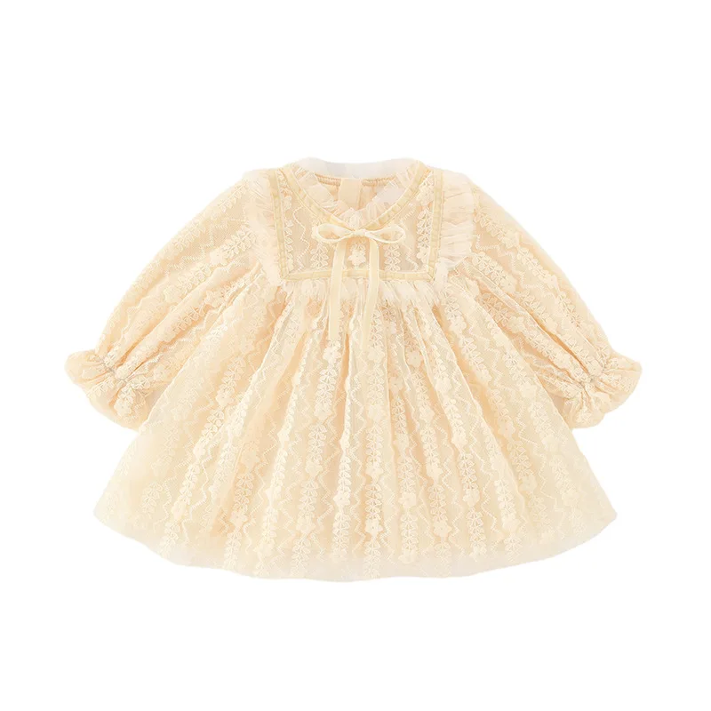 

2022 New Spring Autumn Girls Kids Dress Lace Ruffle Long Sleeve Children Baby Infants Princess Fairy Party Dresses Vestidos
