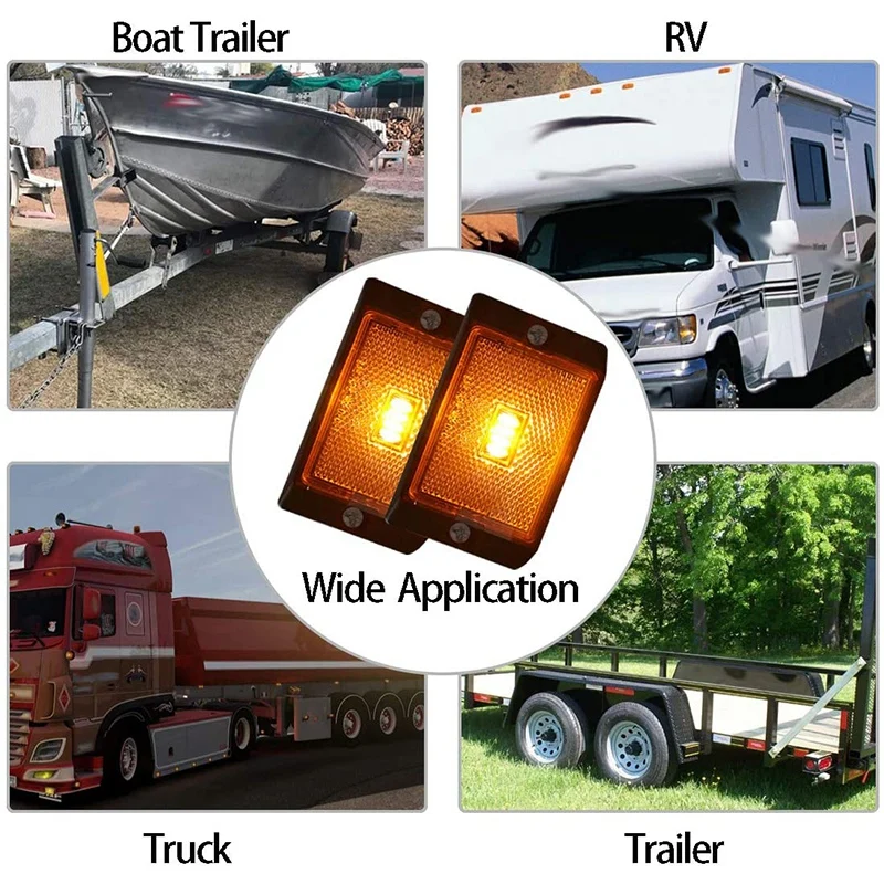 4X 12 В 4-светодиодный янтарный боковой габаритный фонарь герметичный погружной