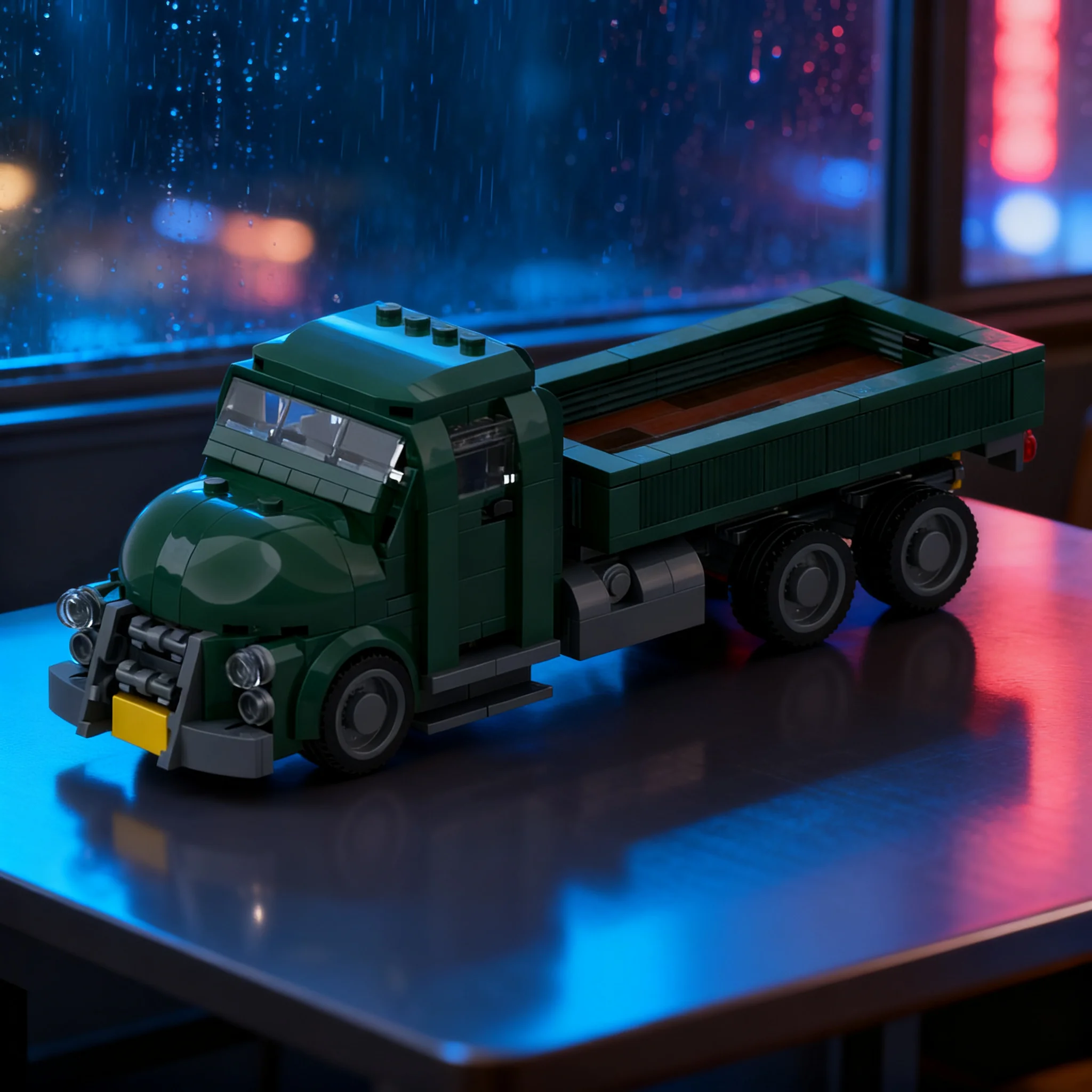 Фото 406 деталей MOC Fallout Brawn Truck - Модель военного грузовика с плоской платформой, игрушечные строительные блоки, рождественские подарки, конструктор, подарок на день рождения, DIY-арт. №1