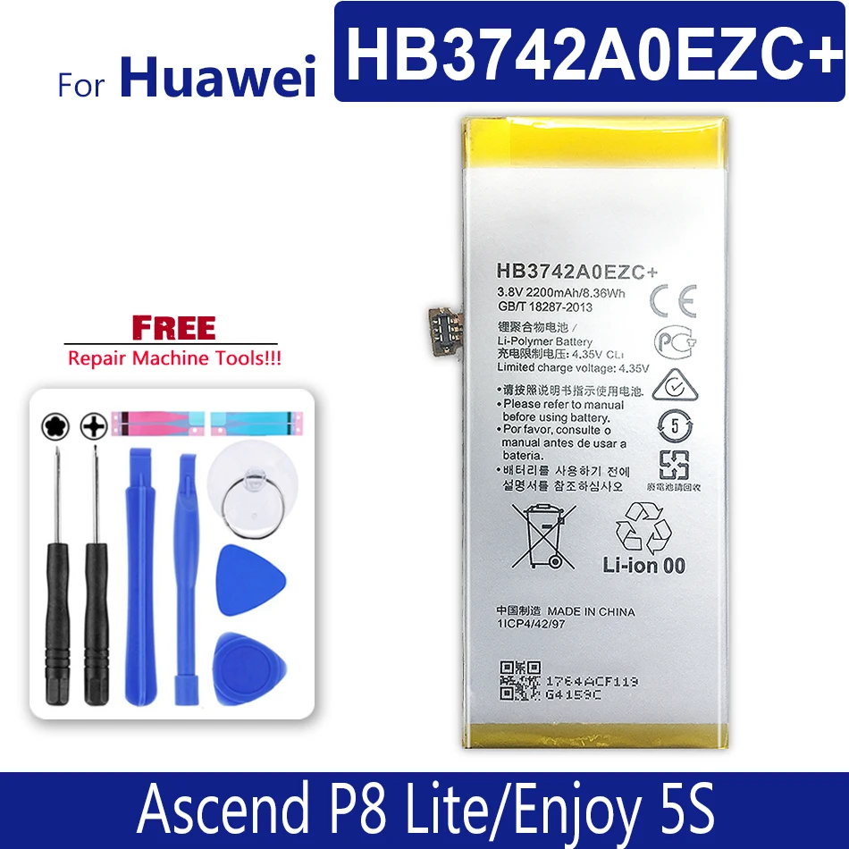 

Аккумулятор HB3742A0EZC + 2200 мАч для Huawei Ascend P8 Lite GR3 2016 TAG-L21 L22 L23 L01 L03 L13 ALE-L21 ALE-L23 ALE-L02 UL00 аккумулятор