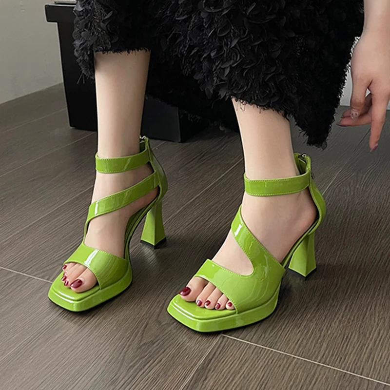 

Женские босоножки на массивной подошве, туфли-лодочки с квадратным носком, лето 2023