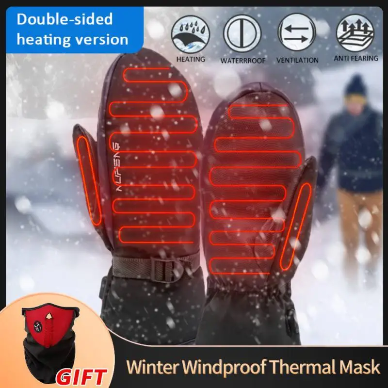 

Перчатки с USB-подогревом, водонепроницаемые теплые митенки с сенсорным экраном, для зимнего туризма, лыжного спорта