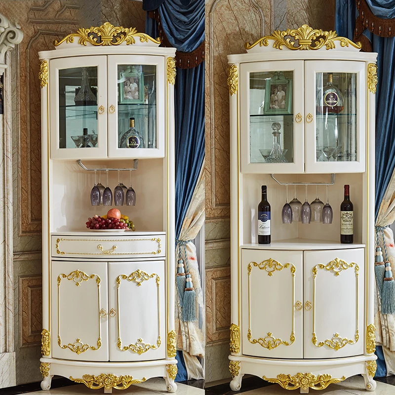 

2European corner cabinet solid wood corner cabinet corner cabinet corner wine cabinet shelf living room side cabinet triangle