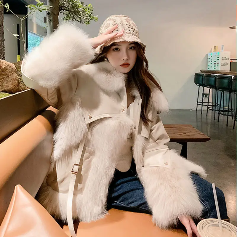 2022 Winter New Women Plush Jacket High Quality Mid Length Single Breasted Fleece Warm Faux Fur Coats Elegant Female Clothing