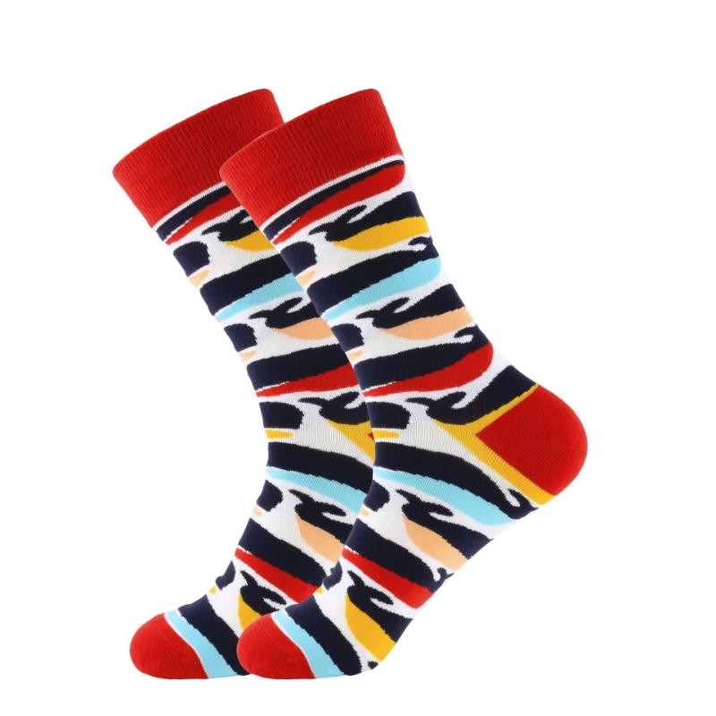 Cotton Fashion Casual Sports Women's Stockings Printing Sweat-absorbing Breathable Anti-friction Men's Socks Unisex Middle Tube