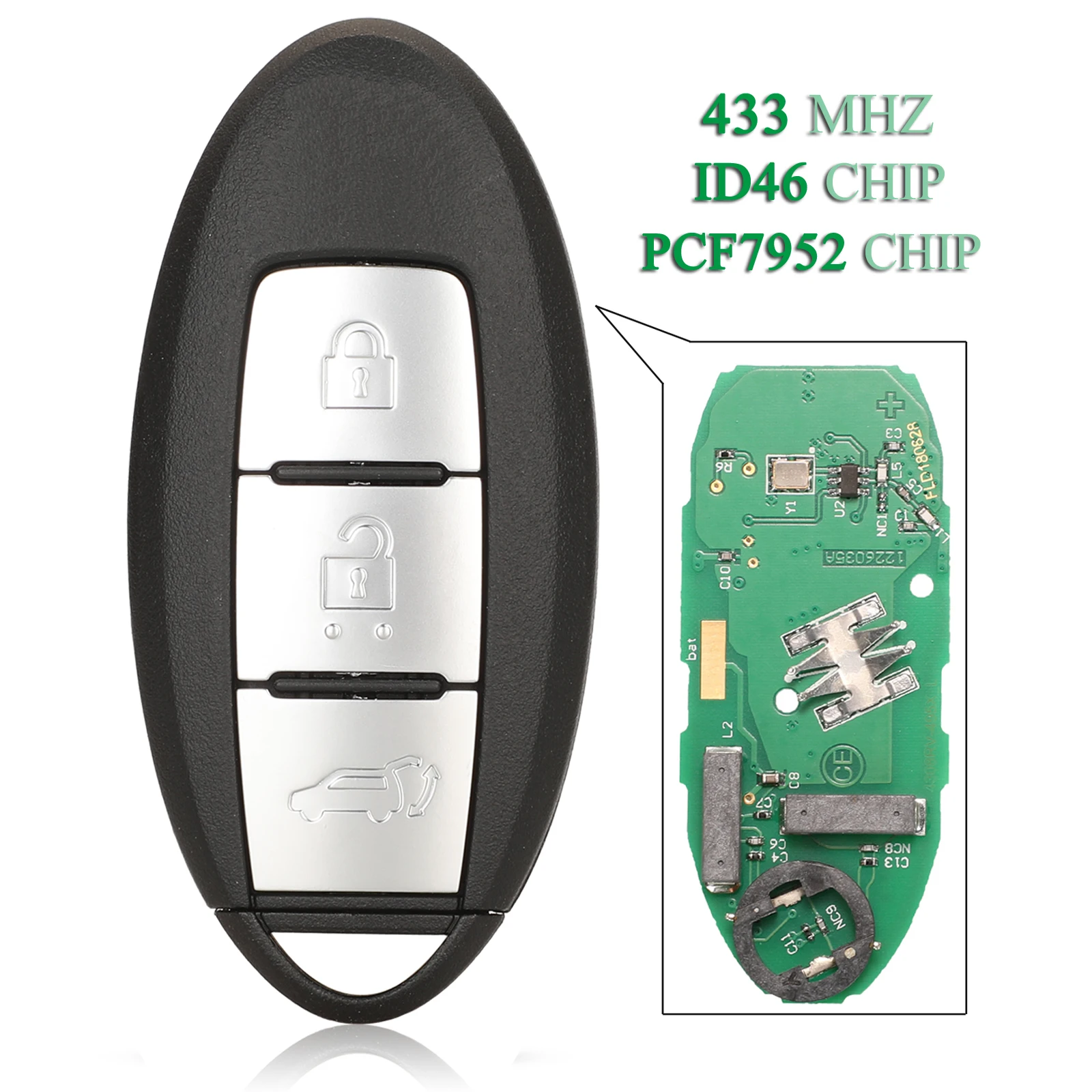 

Jingyuqin 3 кнопки для NISSAN SENTRA Qashqai X-Trail TIIDA SYLPHY брелок 433 МГц 4A ID46 ID47 чип умный пульт дистанционного управления автомобильный ключ