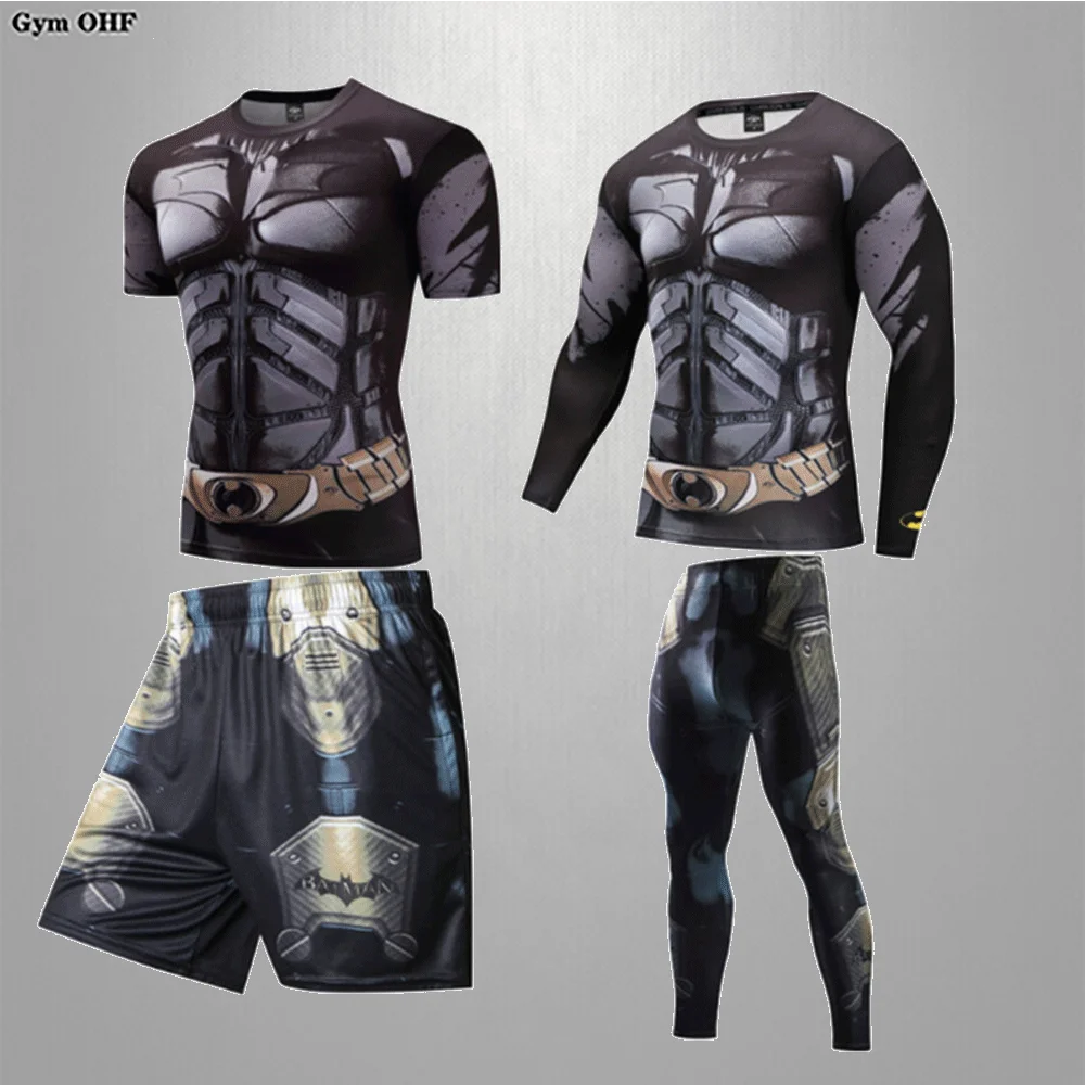 

1/4 Pcs/Set Men's Tracksuit Gym Fitness Compression Sports Suit Clothes Running Jogging Sport Wear Exercise Workout Tights