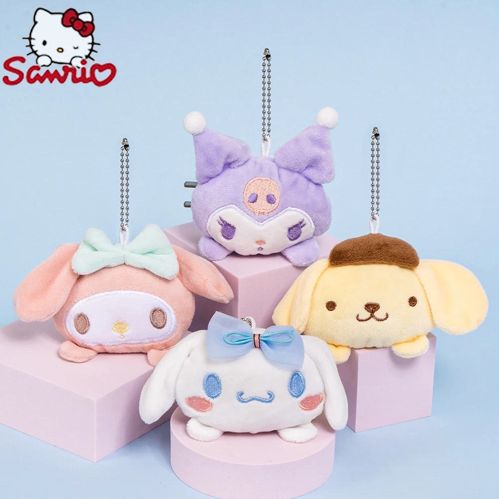 

Sanrio Kuromi Cinnamoroll Hello Kitty 10Cm Keychain Cross Dressing Plush Doll Kawaii My Melody Anime Cartoon Plushie Toy Gift