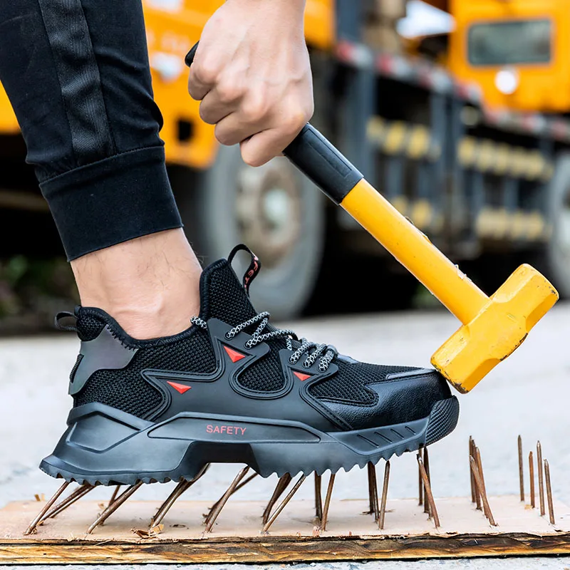 Work Safety Shoes Steel Toe Shoes Puncture-Proof Work Protective Shoes Reflective Non-slip Wear-resistant Work Safety Boots Man